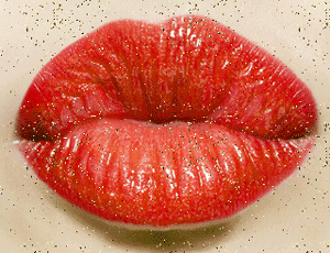 Gif animé bouche rouge paillettes